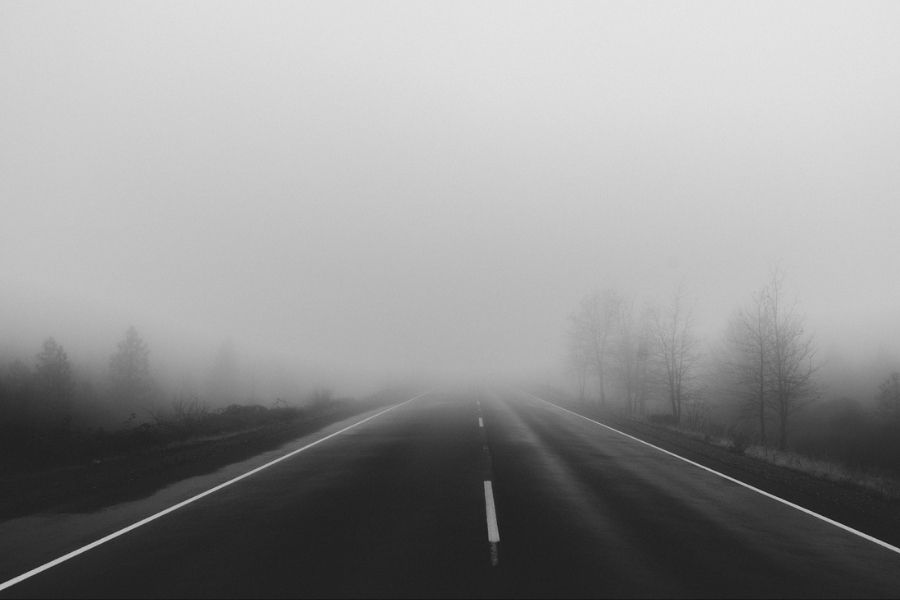 Driving in winter fog