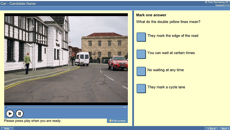 An example from the multiple choice section of the Theory Test. 