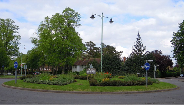 The first roundabouts in the UK was built in Letchworth Garden City in 1909.